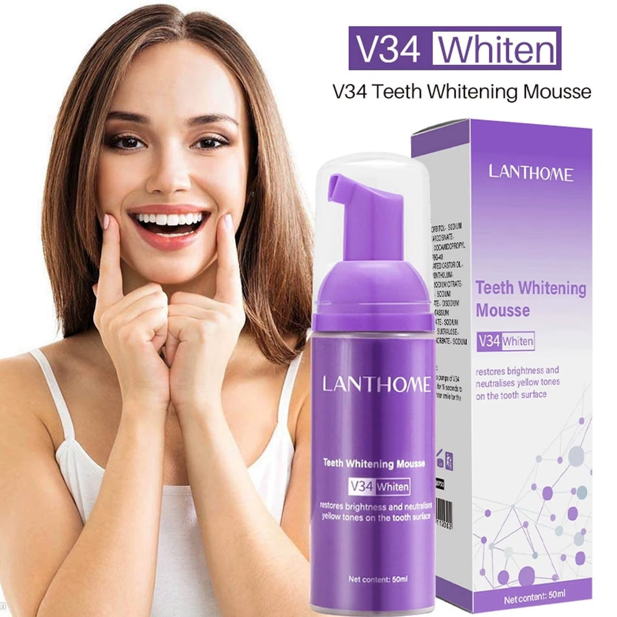 Mousse blanchissante dentaire LANTHOME V34 White — Le secret d’un sourire plus éclatant