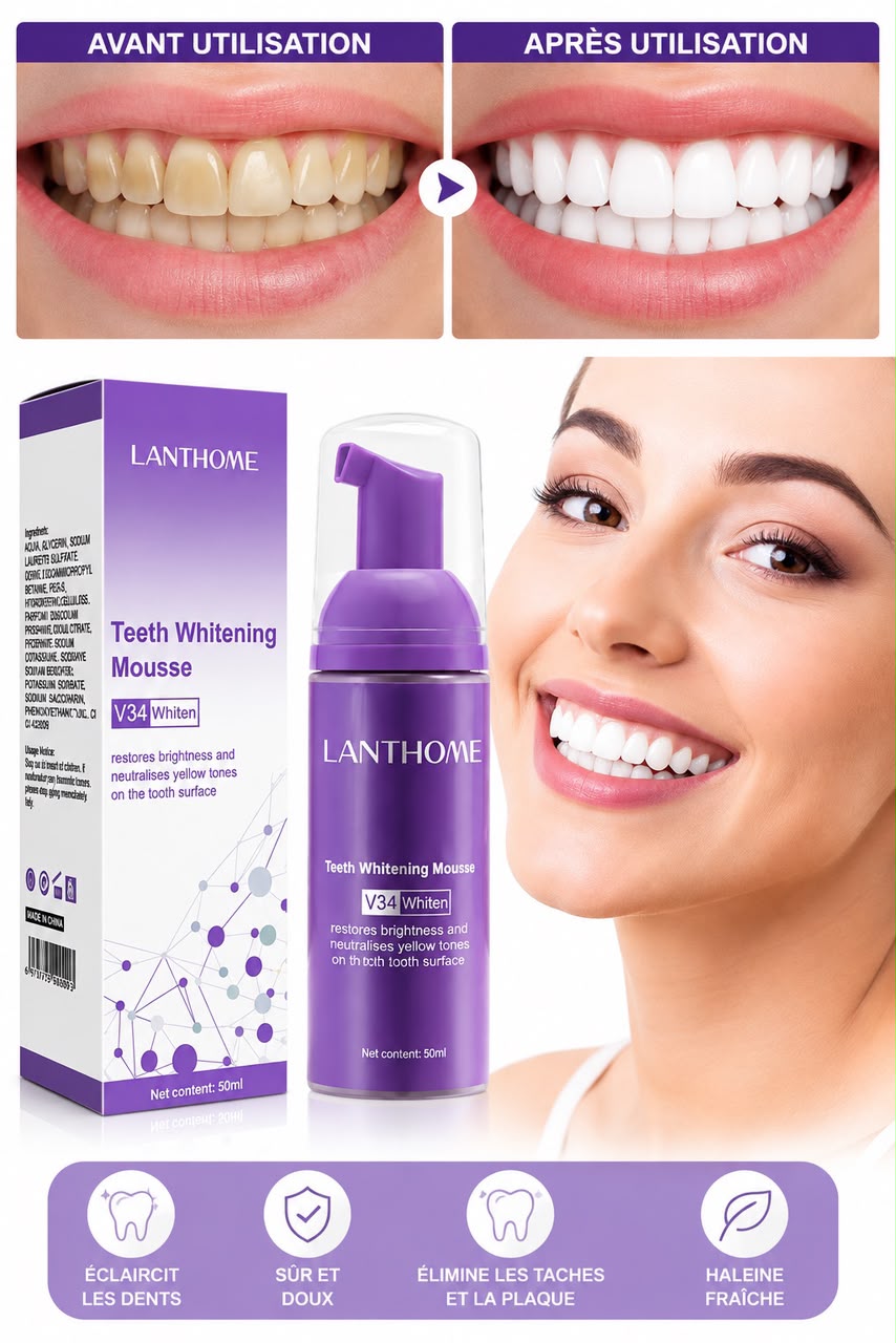 Mousse blanchissante dentaire LANTHOME V34 White — Le secret d’un sourire plus éclatant