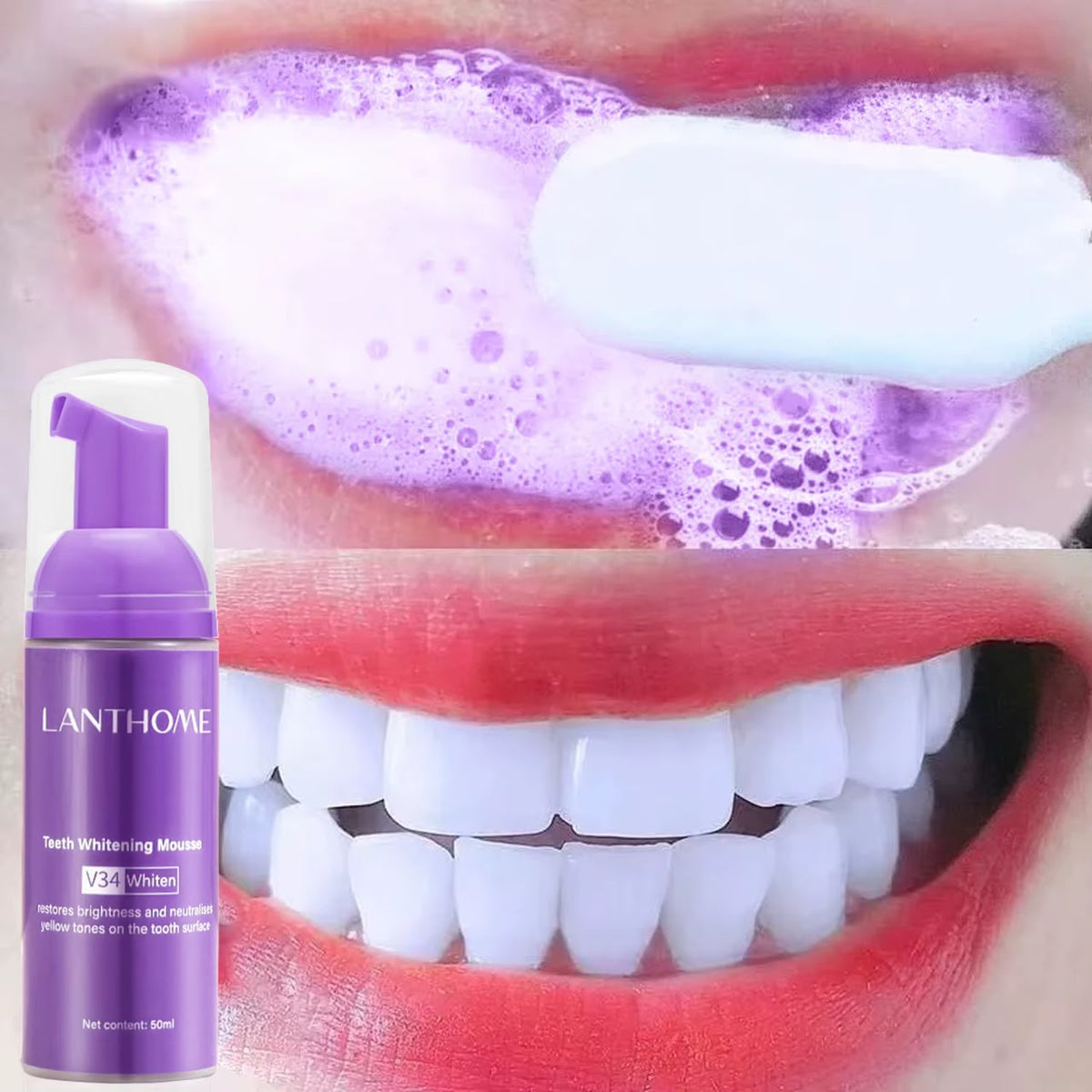 Mousse blanchissante dentaire LANTHOME V34 White — Le secret d’un sourire plus éclatant